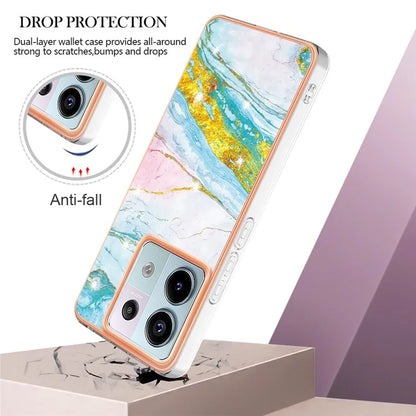 YB IMD Series-2 For Xiaomi Redmi Note 13 Pro 5G / Poco X6 5G Case Marble Pattern Electroplating TPU Cover