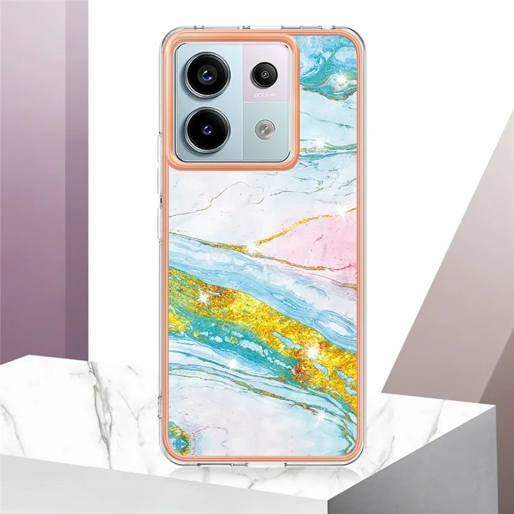 YB IMD Series-2 For Xiaomi Redmi Note 13 Pro 5G / Poco X6 5G Case Marble Pattern Electroplating TPU Cover