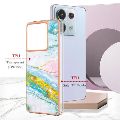 YB IMD Series-2 For Xiaomi Redmi Note 13 Pro 5G / Poco X6 5G Case Marble Pattern Electroplating TPU Cover