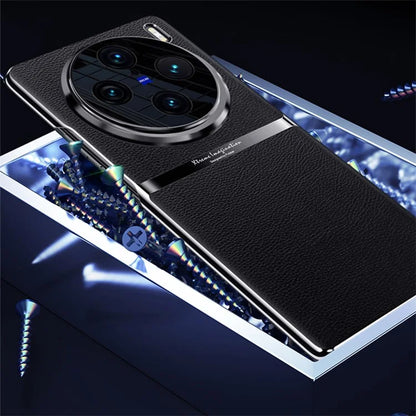 For vivo X100 Pro 5G Case Shockproof Acrylic + PC + PU Leather Phone Shell