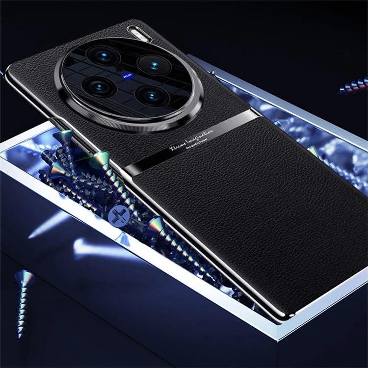 For vivo X100 5G Shockproof Case Acrylic + PC + PU Leather Phone Cover