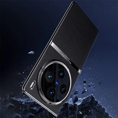 For vivo X100 5G Shockproof Case Acrylic + PC + PU Leather Phone Cover