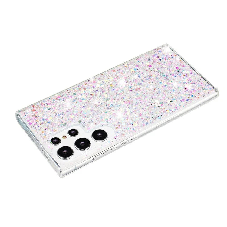For Samsung Galaxy S23 Ultra Phone Case Anti-scratch Epoxy Glittery TPU Back Cover