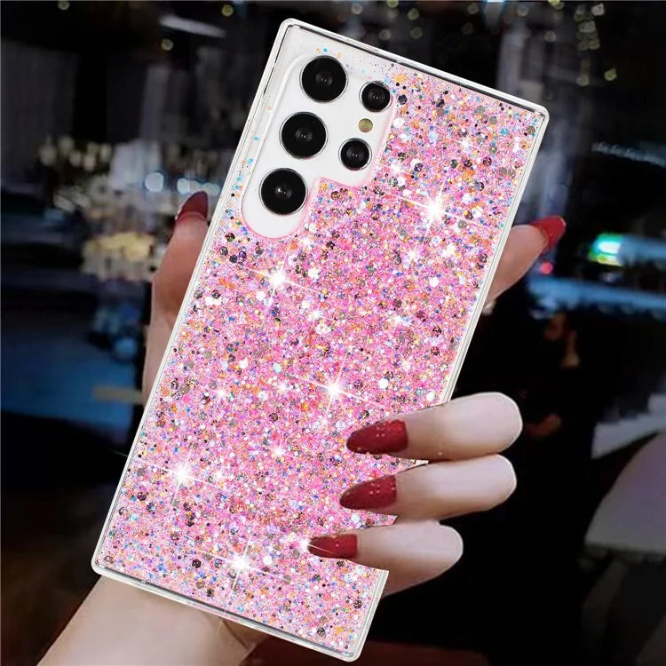 For Samsung Galaxy S23 Ultra Phone Case Anti-scratch Epoxy Glittery TPU Back Cover