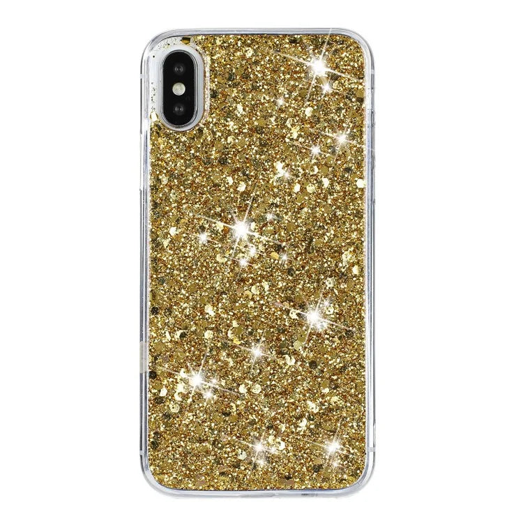 For iPhone X / XS Max Cell Phone Cover Sparkle Epoxy Drop Proof TPU Case