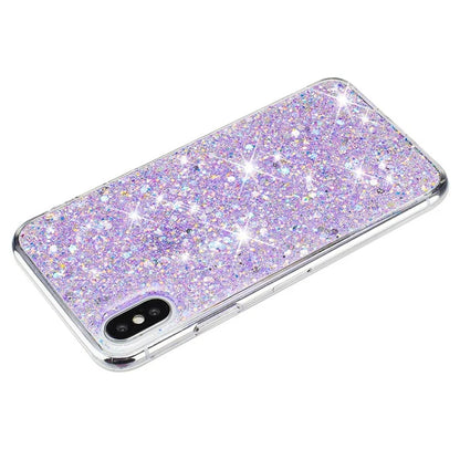 For iPhone X / XS Max Cell Phone Cover Sparkle Epoxy Drop Proof TPU Case