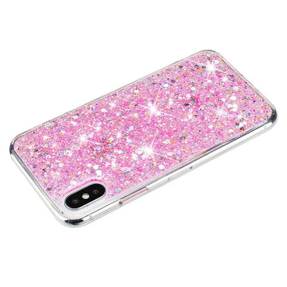 For iPhone X / XS Max Cell Phone Cover Sparkle Epoxy Drop Proof TPU Case