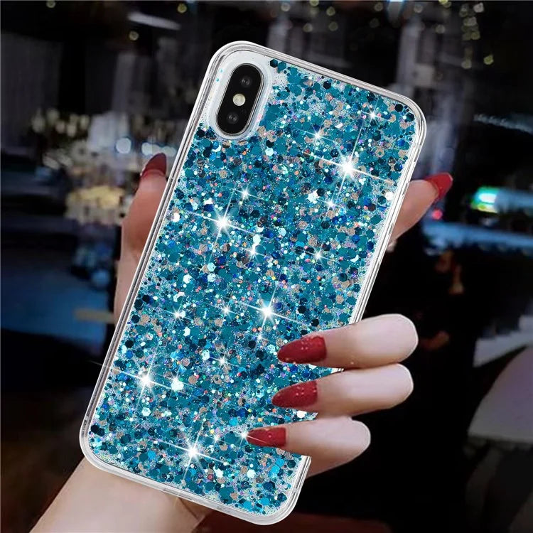 For iPhone X / XS Max Cell Phone Cover Sparkle Epoxy Drop Proof TPU Case