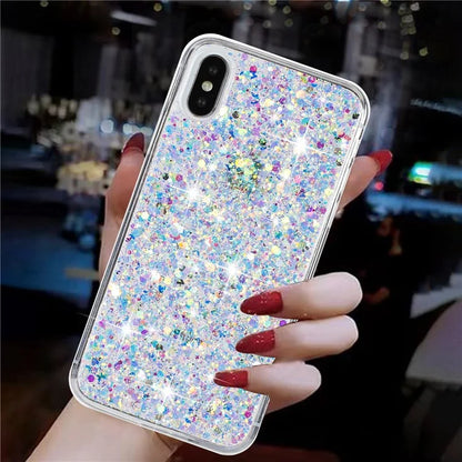 For iPhone X / XS Case Epoxy Phone Protective Cover Glittery Powder TPU Phone Shell