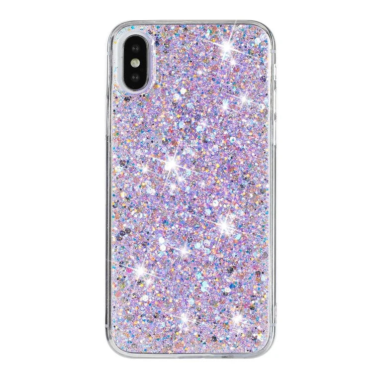 For iPhone X / XS Case Epoxy Phone Protective Cover Glittery Powder TPU Phone Shell