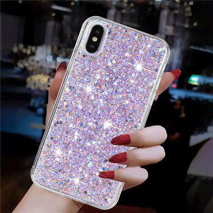 For iPhone X / XS Case Epoxy Phone Protective Cover Glittery Powder TPU Phone Shell