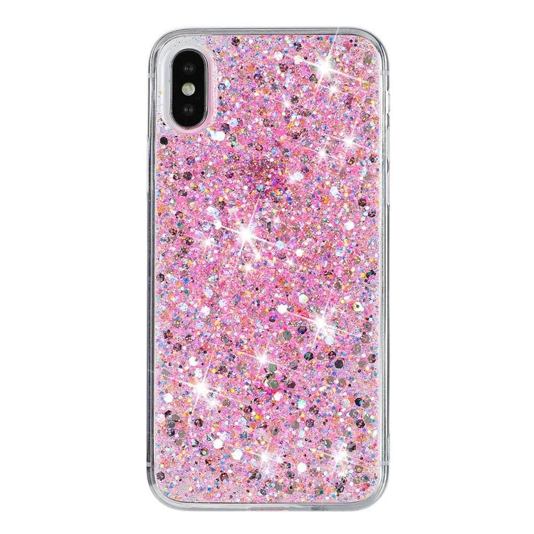 For iPhone X / XS Case Epoxy Phone Protective Cover Glittery Powder TPU Phone Shell