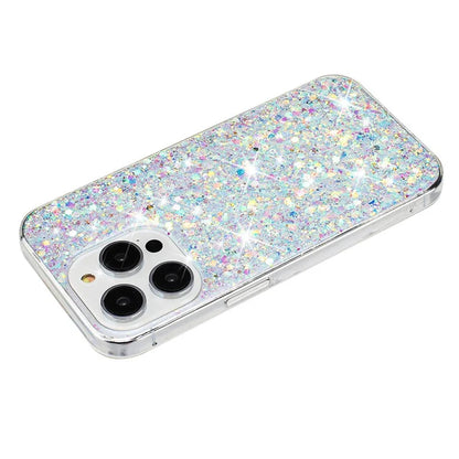 For iPhone 15 Pro Max Cell Phone Cover Sparkle Epoxy Scratch Resistant TPU Case