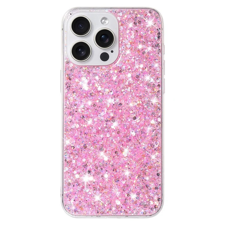 For iPhone 15 Pro Max Cell Phone Cover Sparkle Epoxy Scratch Resistant TPU Case