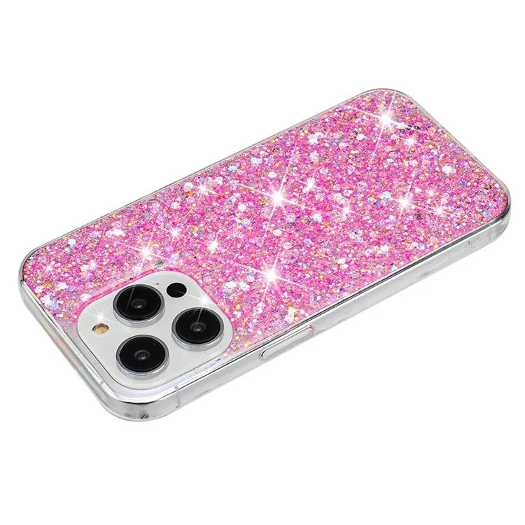 For iPhone 15 Pro Max Cell Phone Cover Sparkle Epoxy Scratch Resistant TPU Case