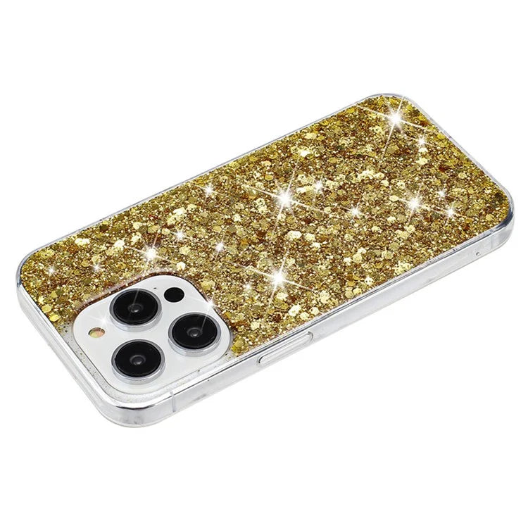 For iPhone 15 Pro Max Cell Phone Cover Sparkle Epoxy Scratch Resistant TPU Case