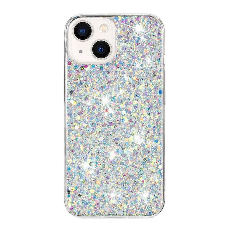 For iPhone 15 Back Protector Case Sparkle Epoxy Cell Phone TPU Cover