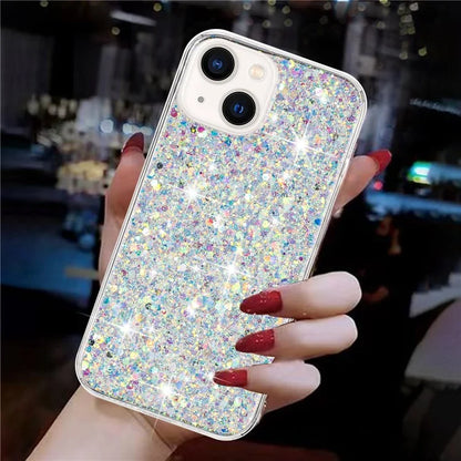 For iPhone 15 Back Protector Case Sparkle Epoxy Cell Phone TPU Cover