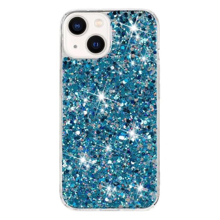 For iPhone 15 Back Protector Case Sparkle Epoxy Cell Phone TPU Cover