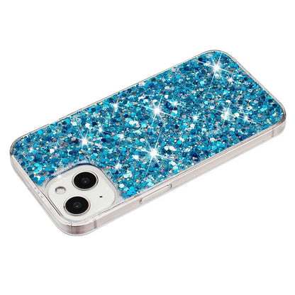 For iPhone 15 Back Protector Case Sparkle Epoxy Cell Phone TPU Cover