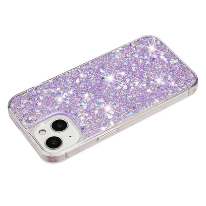 For iPhone 15 Back Protector Case Sparkle Epoxy Cell Phone TPU Cover