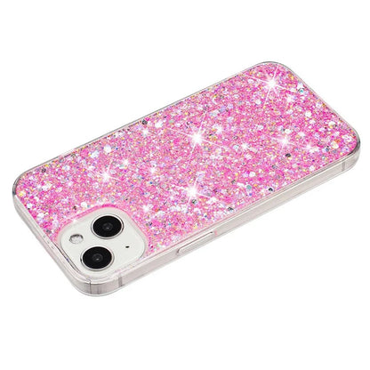 For iPhone 14 Plus Drop Protection Back Case Sparkle Epoxy Cell Phone TPU Cover