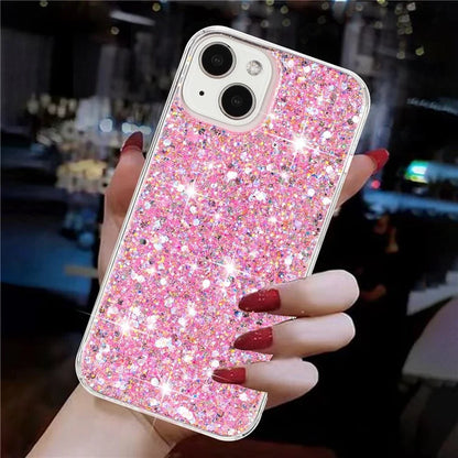 For iPhone 14 Plus Drop Protection Back Case Sparkle Epoxy Cell Phone TPU Cover