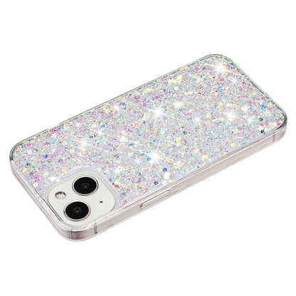 For iPhone 14 Plus Drop Protection Back Case Sparkle Epoxy Cell Phone TPU Cover