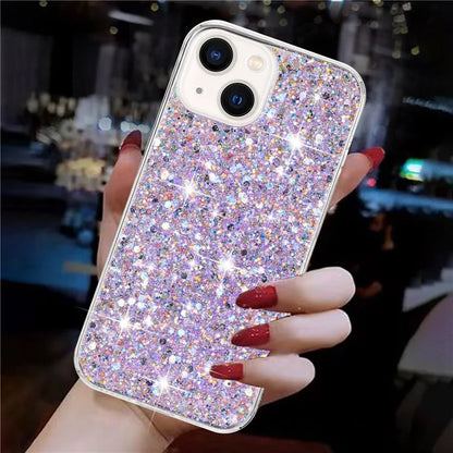 For iPhone 14 Plus Drop Protection Back Case Sparkle Epoxy Cell Phone TPU Cover