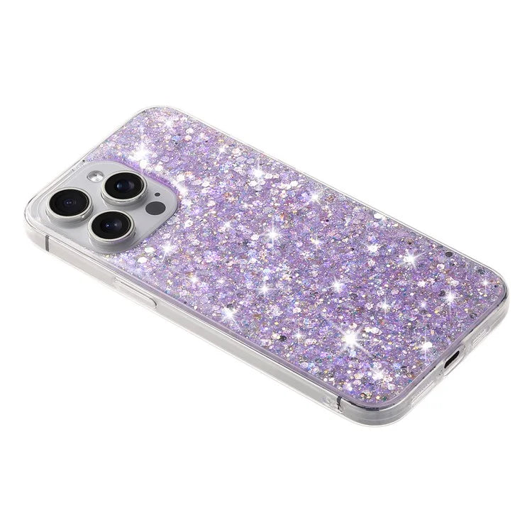 For iPhone 14 Pro Shockproof Cover Sparkle Epoxy TPU Smartphone Case