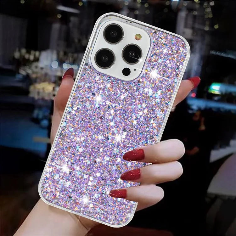 For iPhone 14 Pro Shockproof Cover Sparkle Epoxy TPU Smartphone Case