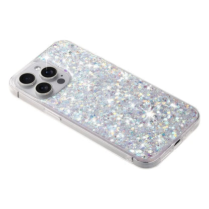 For iPhone 14 Pro Shockproof Cover Sparkle Epoxy TPU Smartphone Case