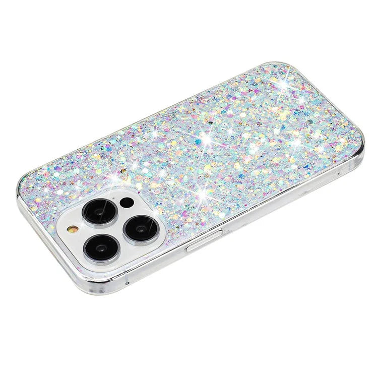 For iPhone 14 Pro Shockproof Cover Sparkle Epoxy TPU Smartphone Case