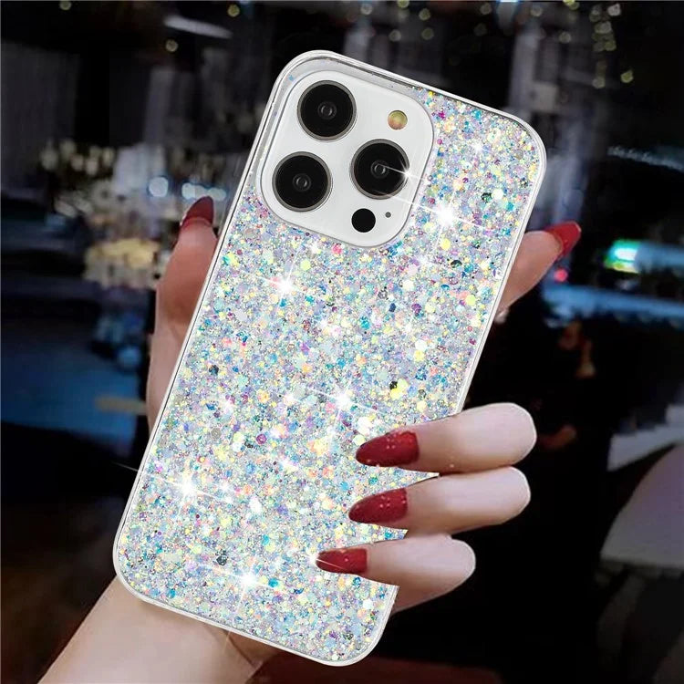 For iPhone 14 Pro Shockproof Cover Sparkle Epoxy TPU Smartphone Case