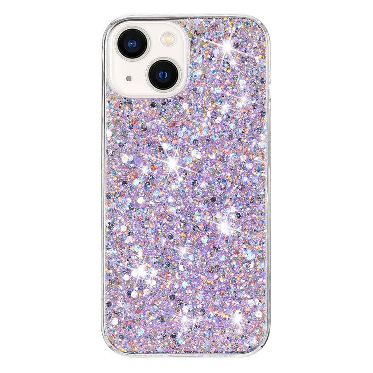 For iPhone 13 Case Epoxy TPU Phone Back Cover Anti-scratch Glittery Powder Phone Shell