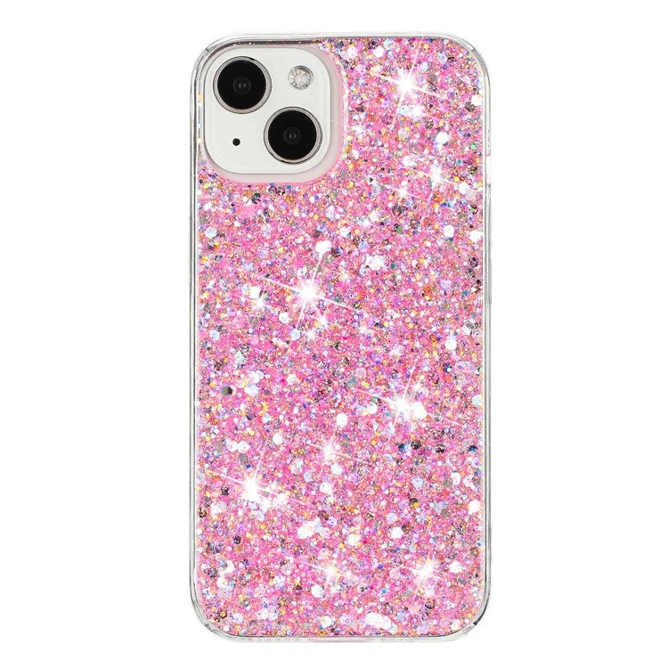 For iPhone 13 Case Epoxy TPU Phone Back Cover Anti-scratch Glittery Powder Phone Shell