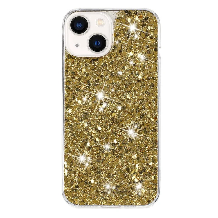 For iPhone 13 Case Epoxy TPU Phone Back Cover Anti-scratch Glittery Powder Phone Shell