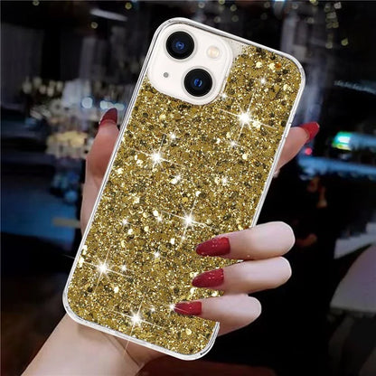 For iPhone 13 Case Epoxy TPU Phone Back Cover Anti-scratch Glittery Powder Phone Shell