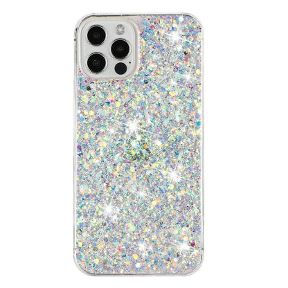 For iPhone 12 Pro Max Cases Anti-Scratch Phone Cover Epoxy Glittery Powder Decor TPU Phone Shell