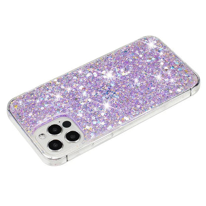 For iPhone 12 Pro Max Cases Anti-Scratch Phone Cover Epoxy Glittery Powder Decor TPU Phone Shell