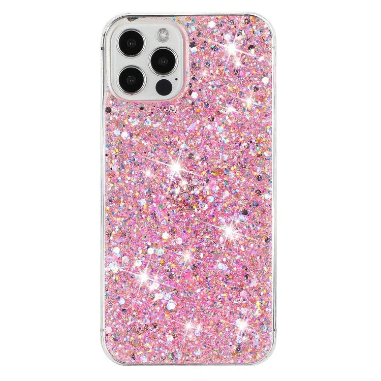 For iPhone 12 Pro Max Cases Anti-Scratch Phone Cover Epoxy Glittery Powder Decor TPU Phone Shell
