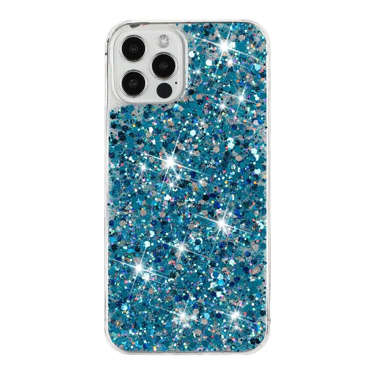 For iPhone 12 Pro Max Cases Anti-Scratch Phone Cover Epoxy Glittery Powder Decor TPU Phone Shell