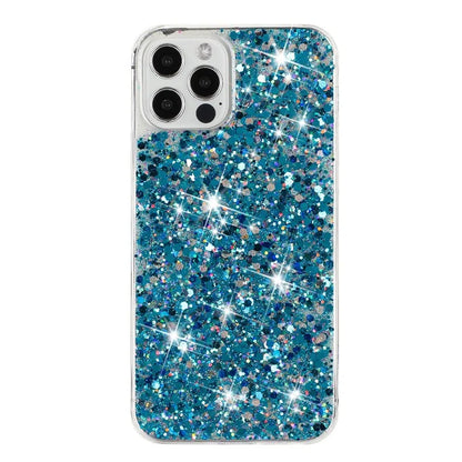 For iPhone 12 Pro Max Cases Anti-Scratch Phone Cover Epoxy Glittery Powder Decor TPU Phone Shell