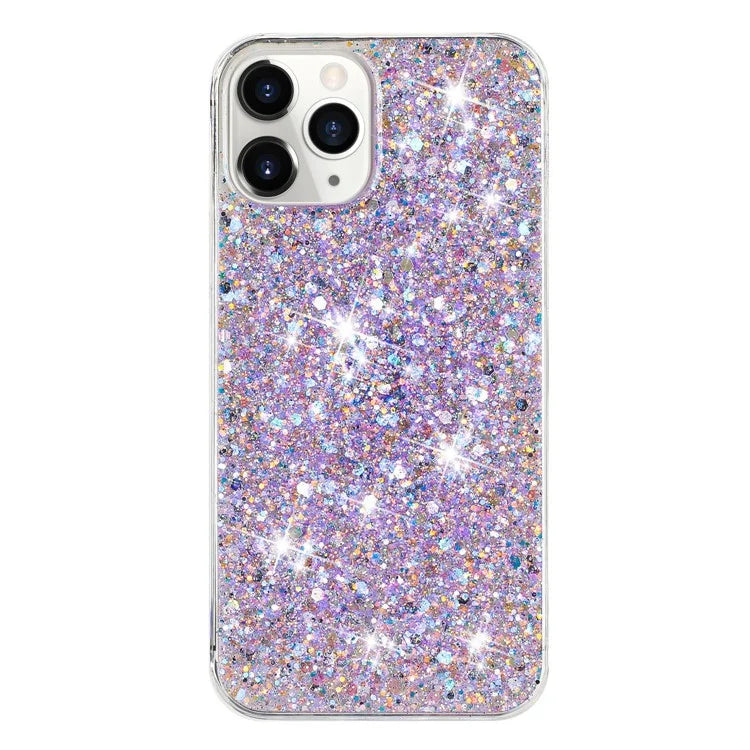 For iPhone 11 Pro Max Back Case Sparkle Epoxy Cell Phone Flexible TPU Cover