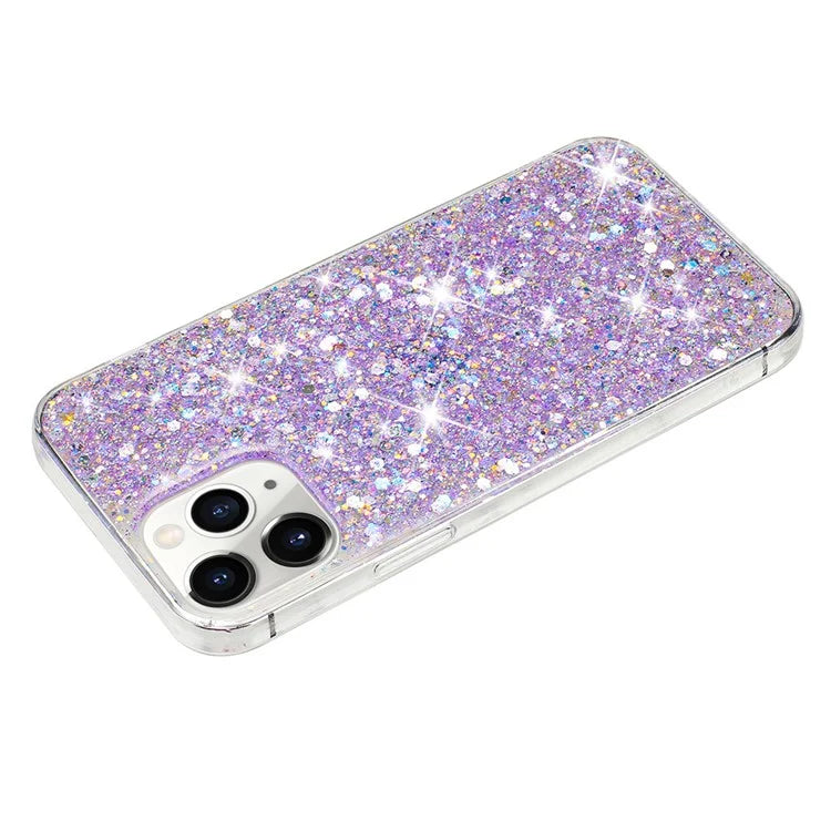 For iPhone 11 Pro Max Back Case Sparkle Epoxy Cell Phone Flexible TPU Cover