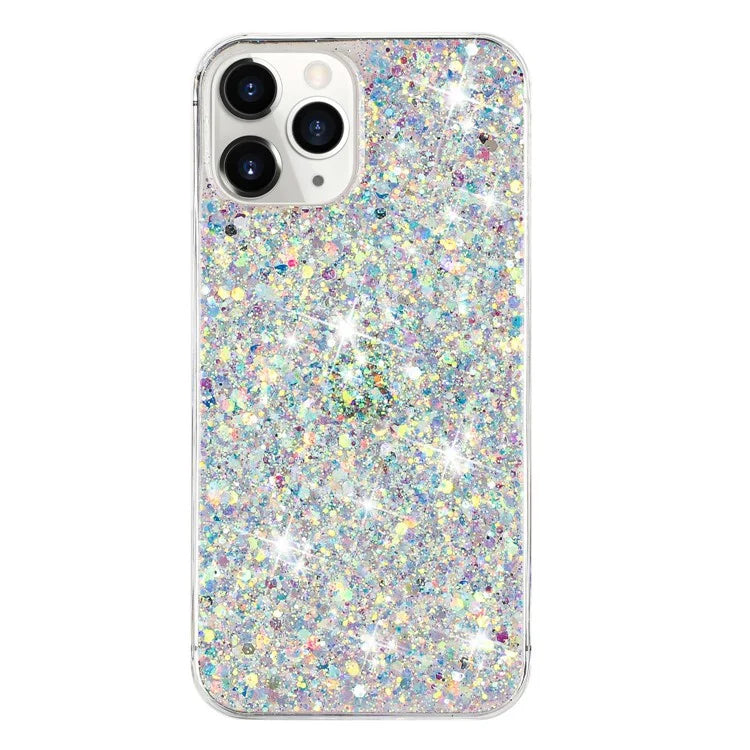 For iPhone 11 Pro Max Back Case Sparkle Epoxy Cell Phone Flexible TPU Cover