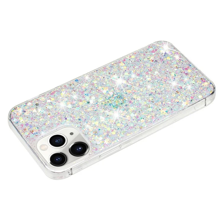 For iPhone 11 Pro Max Back Case Sparkle Epoxy Cell Phone Flexible TPU Cover