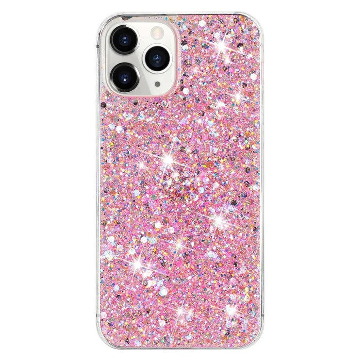 For iPhone 11 Pro Max Back Case Sparkle Epoxy Cell Phone Flexible TPU Cover