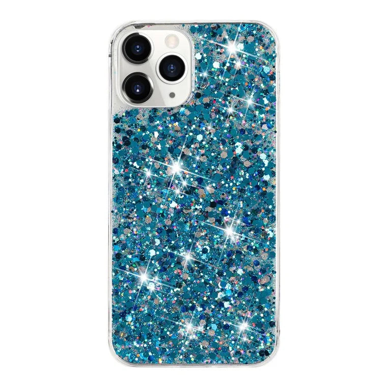 For iPhone 11 Pro Max Back Case Sparkle Epoxy Cell Phone Flexible TPU Cover