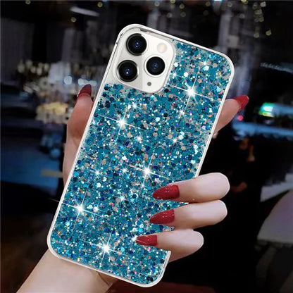 For iPhone 11 Pro Max Back Case Sparkle Epoxy Cell Phone Flexible TPU Cover